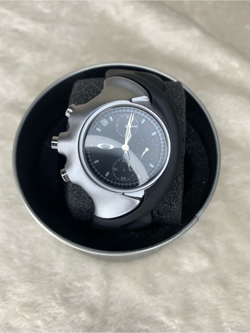 Vintage Oakley Detonator Chronograph Watch Rare Black Dial Steel w / Case Y2K